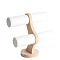 PU Leather 2 T Bar Bracelet Display Stands, with Wood Base, for Bracelet Organizer Holder, White, 230x230mm