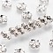 Brass Rhinestone Spacer Beads, Grade AAA, Wavy Edge, Nickel Free, Silver Color Plated, Rondelle, Crystal, 4x2mm, Hole: 1mm