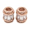 Rack Plating Brass Micro Pave Cubic Zirconia European Beads, Long-Lasting Plated, Lead Free & Cadmium Free, Column, Rose Gold, Clear, 11.5x10mm, Hole: 4.5mm