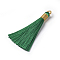 Polyester Tassel Pendants, Sea Green, 80~83x7~8mm, Hole: 5~7mm