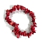 Synthetic Coral Stretch Bracelets, Chip, 17~22cm