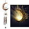 Iron Wind Chime with Solar Lights, for Garden Decorations, Moon, 1150x200mm