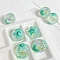 Hand Drawing Transparent Acrylic Enamel Beads, Hand Drawn Beads, Round, Pale Turquoise, Star, 16mm, Hole: 2.8~2.9mm