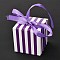 Square Foldable Creative Paper Gift Box, Stripe Pattern with Ribbon, Decorative Gift Box for Weddings, Purple, 55x55x55mm