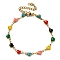 Ion Plating(IP) Golden 304 Stainless Steel Heart Link Chain Bracelet with Enamel, Colorful, 6-7/8 inch(17.5cm)