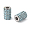 304 Stainless Steel Beads, with Rhinestone, Column, Stainless Steel Color, Turquoise, 11x7mm, Hole: 3mm