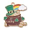 Alloy Pendants, with Enamel, Irish Festival, Clover Hat Theme, Barrel, 28x26.5x1.5mm, Hole: 2mm