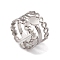 Non-Tarnish 304 Stainless Steel Heart Wrap Open Cuff Rings for Women, Stainless Steel Color, Inner Diameter: 17.2mm