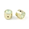 Rack Plating Alloy Beads, with Rhinestone, Tube, Peridot, 11x11mm, Hole: 1.6mm