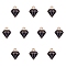 Alloy Enamel Charms, Dimond, Light Gold, Black, 15x11.5x2.5mm, Hole: 1.8mm, 10pcs/box