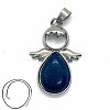 Angel Wings Synthetic Blue Goldstone Teardropt Pendant Necklaces CI6428-12-1