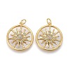 Brass Micro Pave Clear Cubic Zirconia Shell Pendants ZIRC-Z001-04G-1