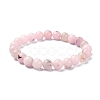 Natural Cherry Blossom Jasper Round Beaded Stretch Bracelets BJEW-TA00279-1