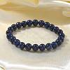 Natural Lapis Lazuli Bead Stretch Bracelets X-BJEW-K212-B-047-7