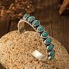 Bohemian Style Oval Alloy Synthetic Turquoise Beads Cuff Bangles for Women WG13159-02-1