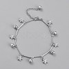 Brass Textured Star Charm Anklets AJEW-B005-04P-1