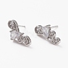 Brass Micro Pave Clear Cubic Zirconia Stud Earrings EJEW-C502-01P-1