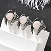 Natural Rose Quartz Wings Adjustable Rings RJEW-K241-04AS-13-2