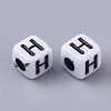 White Opaque Acrylic Beads MACR-R869-02H-2