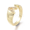 Brass Micro Pave Clear Cubic Zirconia Cuff Rings X-RJEW-F103-13A-G-3
