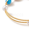 Mixed Stone & Natural Pearl Beads Wire Wrapped Cuff Bangle BJEW-JB07507-5