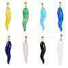 8Pcs 8 Style Handmade Lampwork with Brass Pendants KK-TA0002-22-1