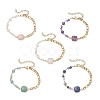 Round & Square Natural Gemstone Beads Link Bracelets BJEW-JB13487-3
