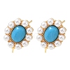 Brass and ABS Plastic Imitation Pearl Stud Earring Findings KK-C172-14B-G-1