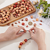 300Pcs 3 Styles Printed Natural Wood Beads WOOD-ME0001-12-3