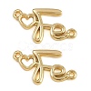 Brass Heart with Fe Faith Connector Charms KK-C114-02G-1