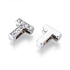 Alloy Initial Slide Charms with Grade A Rhinestones ALRI-R032-T-FF-2
