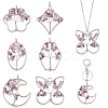 6Pcs 6 Styles Natural Amethyst Copper Wire Wrapped Chip Big Pendants G-PH0002-16-1