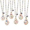 Printed Alloy Enamel Pear & Brass Enamel Evil Eye Pendant 304 Stainless Steel Enamel Dapped Chain Necklaces for Women NJEW-JN06361-2