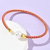 Steel Wire Ring & Copper Buckle & Plastic Pearl Bangles BJEW-S177-01-3