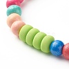 Natural Wood Round Beads Stretch Bracelets for Kid BJEW-JB06640-7