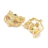 Brass Micro Pave Green Cubic Zirconia Fox Mask Connector Charms KK-H526-11G-02-2