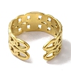 PVD Vacuum Plating 201 Stainless Steel Double Curb Chain Open Cuff Rings for Women RJEW-C092-02G-3