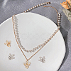 8Pcs 2 Colors Brass Micro Pave Clear Cubic Zirconia Charms KK-BC0010-04-5