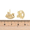 Brass Micro Pave Clear Cubic Zirconia Hobbyhorse Stud Earrings EJEW-F400-06G-5