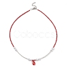 Glass Teardrop Pendant Necklace with Seed Beaded Chains NJEW-JN04333-3