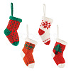 4Pcs 4 Styles Christmas Polyester Socks Pendant Decorations AJEW-TA0003-29B-2