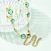 304 Stainless Steel Flat Round Acrylic Rhinestone Cup Chain Anklets for Women AJEW-B031-02G-03-3