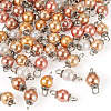 70Pcs 7 Colors Glass Pearl Round Connector Charms PALLOY-TA00264-3