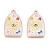Printed Rack Plating Alloy Enamel Pendants ENAM-T020-03E-1