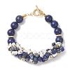 Natural Lapis Lazuli & Synthetic White Howlite Beaded Bracelets for Women BJEW-JB13150-02-2
