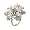 Snowflake Rotatable Open Cuff Rings for Women RJEW-B111-01P-4