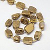 Electroplate Natural Druzy Quartz Crystal Cuboid Beads Strands G-L043-07-3