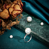 1Pc 925 Sterling Silver Adjustable Design Ring Mounts Fittings with Pearl Seat STER-BC0002-79B-P-5