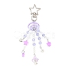 Flower Glass & Plastic Pearl & Alloy Pendant Decorations HJEW-JM03435-4