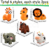 18Pcs 6 Styles Resin 3D Animal Ornaments AJEW-SP0002-15-2